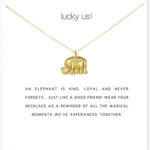 Elephant necklace with message card NWT